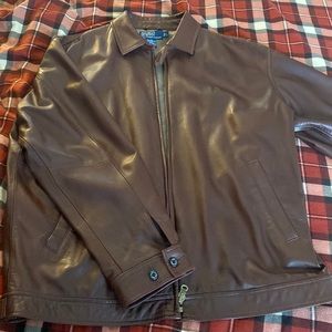 Polo brown leather men’s jacket